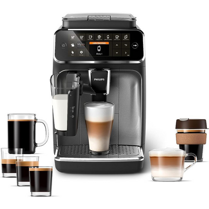 Philips 4300 Fully Automatic Espresso Machine – LatteGo Milk System, 8 Coffee Specialties, Touchscreen Display, Black